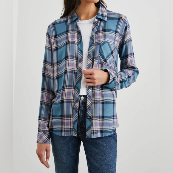 NWOT Rails Hunter Shirt In Blue Jasper Blush Size S $178 - Picture 9 of 10